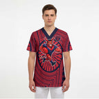 Melbourne Football Club Scrub Top Indigenous Monochrome Dot Art Mascot Style