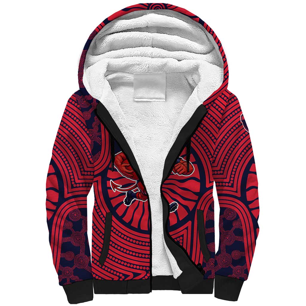 Melbourne Football Club Sherpa Hoodie Indigenous Monochrome Dot Art Mascot Style