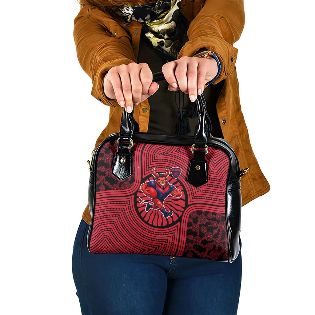 Melbourne Football Club Shoulder Handbag Indigenous Monochrome Dot Art Mascot Style