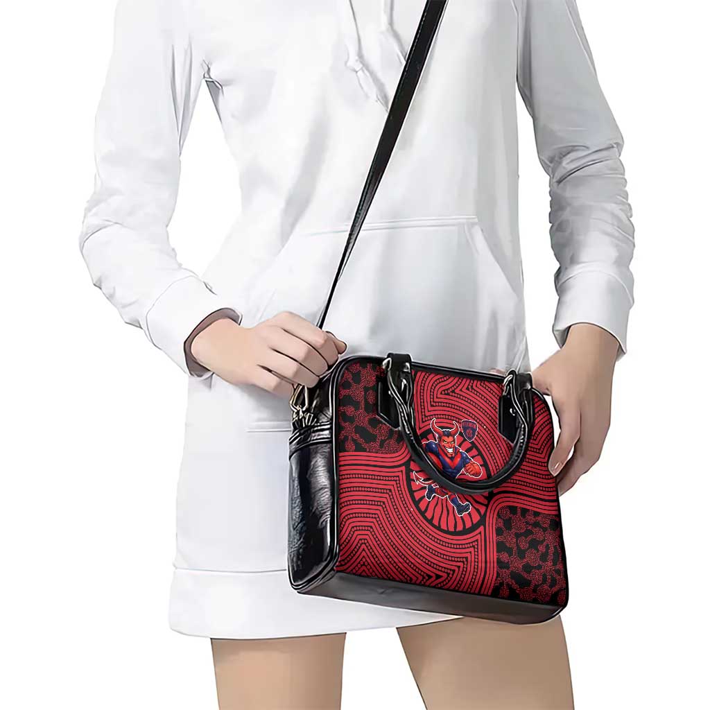 Melbourne Football Club Shoulder Handbag Indigenous Monochrome Dot Art Mascot Style