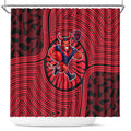 Melbourne Football Club Shower Curtain Indigenous Monochrome Dot Art Mascot Style
