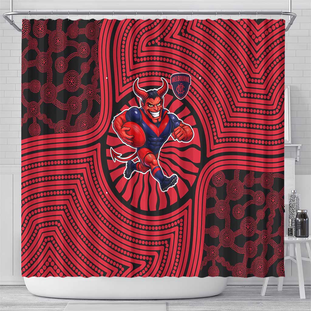 Melbourne Football Club Shower Curtain Indigenous Monochrome Dot Art Mascot Style