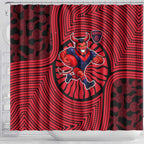 Melbourne Football Club Shower Curtain Indigenous Monochrome Dot Art Mascot Style