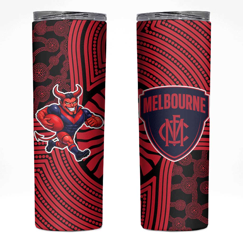 Melbourne Football Club Skinny Tumbler Indigenous Monochrome Dot Art Mascot Style