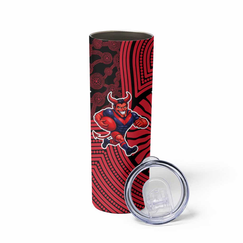 Melbourne Football Club Skinny Tumbler Indigenous Monochrome Dot Art Mascot Style