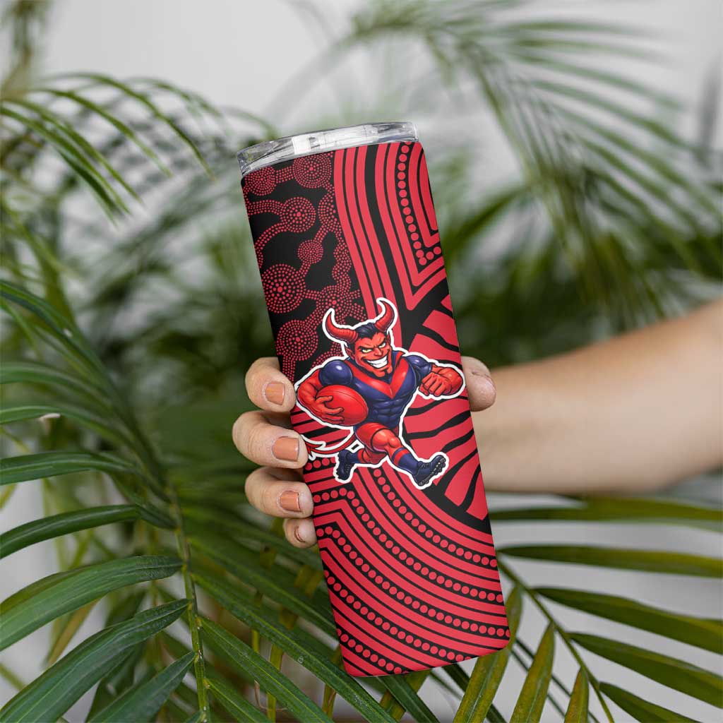 Melbourne Football Club Skinny Tumbler Indigenous Monochrome Dot Art Mascot Style