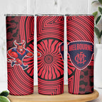 Melbourne Football Club Skinny Tumbler Indigenous Monochrome Dot Art Mascot Style