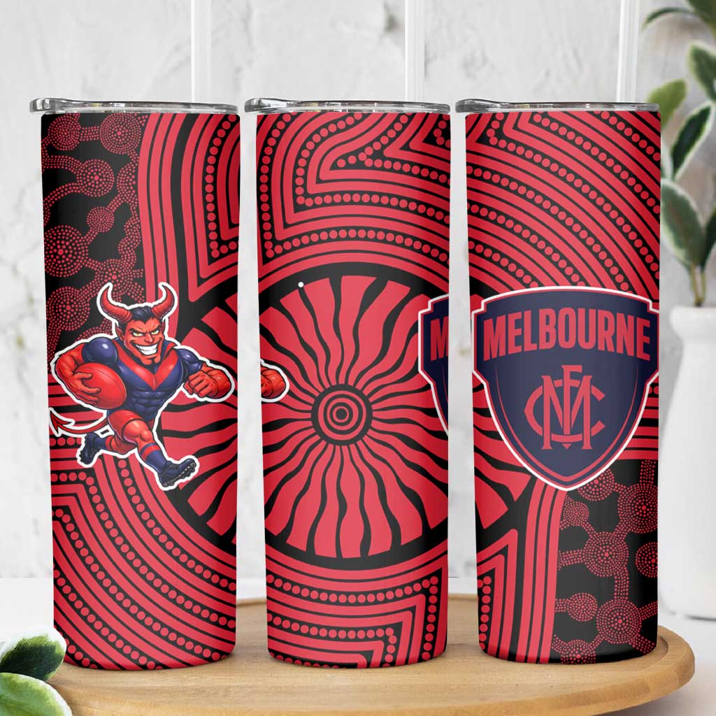Melbourne Football Club Skinny Tumbler Indigenous Monochrome Dot Art Mascot Style