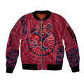 Melbourne Football Club Sleeve Zip Bomber Jacket Indigenous Monochrome Dot Art Mascot Style
