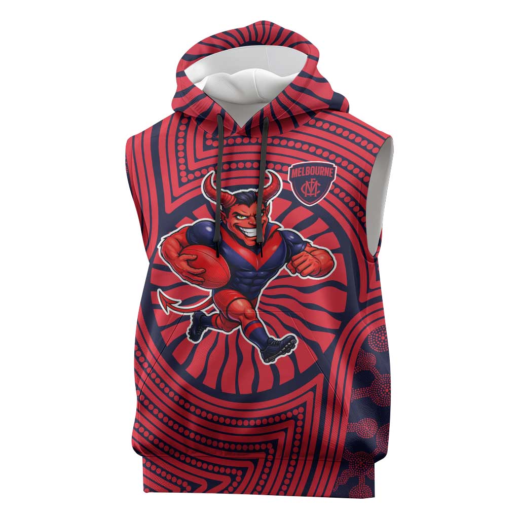 Melbourne Football Club Sleeveless Hoodie Indigenous Monochrome Dot Art Mascot Style