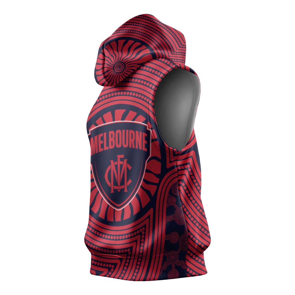 Melbourne Football Club Sleeveless Hoodie Indigenous Monochrome Dot Art Mascot Style