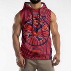 Melbourne Football Club Sleeveless Hoodie Indigenous Monochrome Dot Art Mascot Style