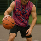 Melbourne Football Club Sleeveless Hoodie Indigenous Monochrome Dot Art Mascot Style