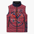 Melbourne Football Club Sleeveless Puffer Jacket Indigenous Monochrome Dot Art Mascot Style