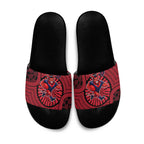 Melbourne Football Club Slide Sandals Indigenous Monochrome Dot Art Mascot Style