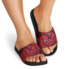 Melbourne Football Club Slide Sandals Indigenous Monochrome Dot Art Mascot Style