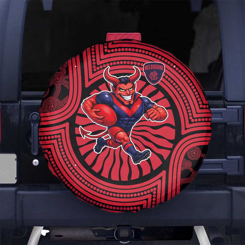 Melbourne Football Club Spare Tire Cover Indigenous Monochrome Dot Art Mascot Style