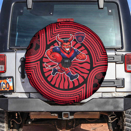 Melbourne Football Club Spare Tire Cover Indigenous Monochrome Dot Art Mascot Style