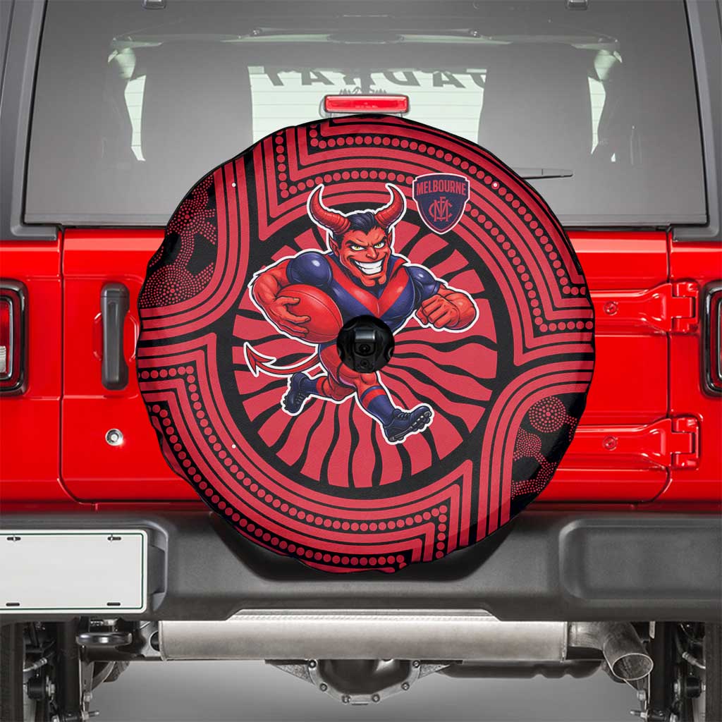 Melbourne Football Club Spare Tire Cover Indigenous Monochrome Dot Art Mascot Style