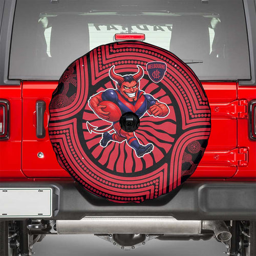 Melbourne Football Club Spare Tire Cover Indigenous Monochrome Dot Art Mascot Style