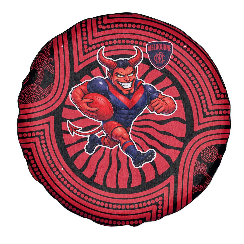 Melbourne Football Club Spare Tire Cover Indigenous Monochrome Dot Art Mascot Style