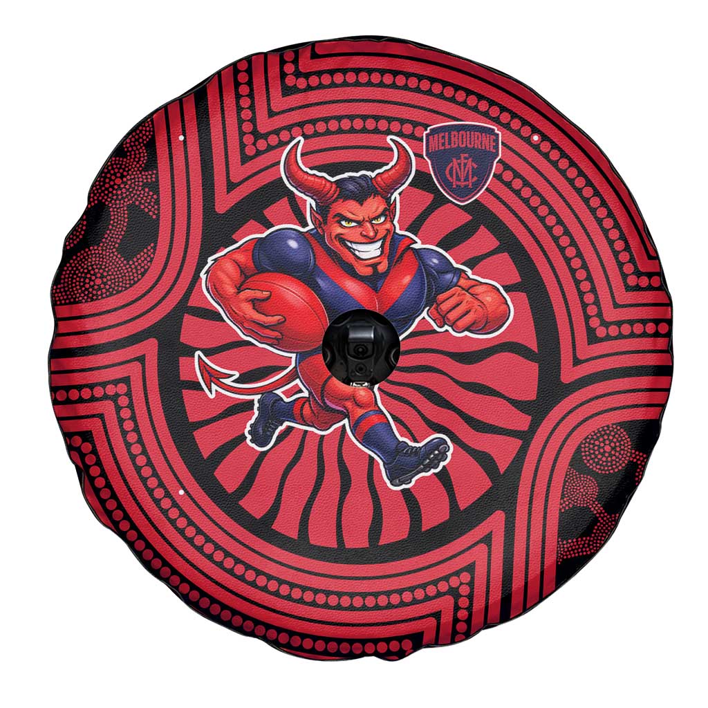 Melbourne Football Club Spare Tire Cover Indigenous Monochrome Dot Art Mascot Style