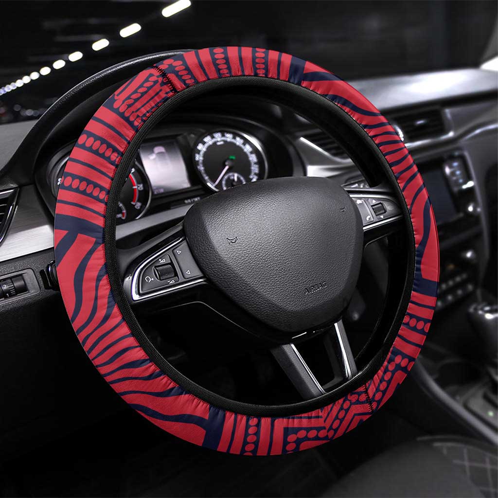 Melbourne Football Club Steering Wheel Cover Indigenous Monochrome Dot Art Mascot Style