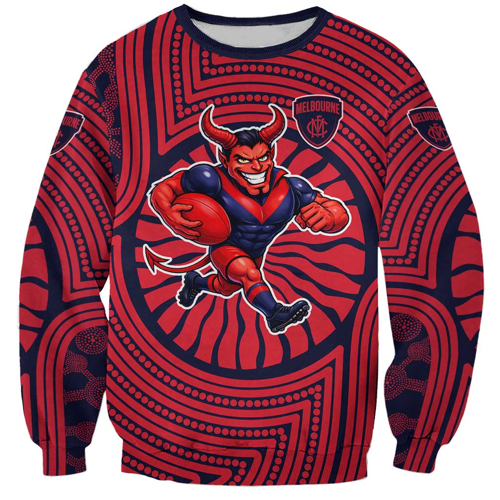 Melbourne Football Club Sweatshirt Indigenous Monochrome Dot Art Mascot Style