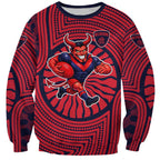 Melbourne Football Club Sweatshirt Indigenous Monochrome Dot Art Mascot Style