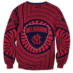 Melbourne Football Club Sweatshirt Indigenous Monochrome Dot Art Mascot Style