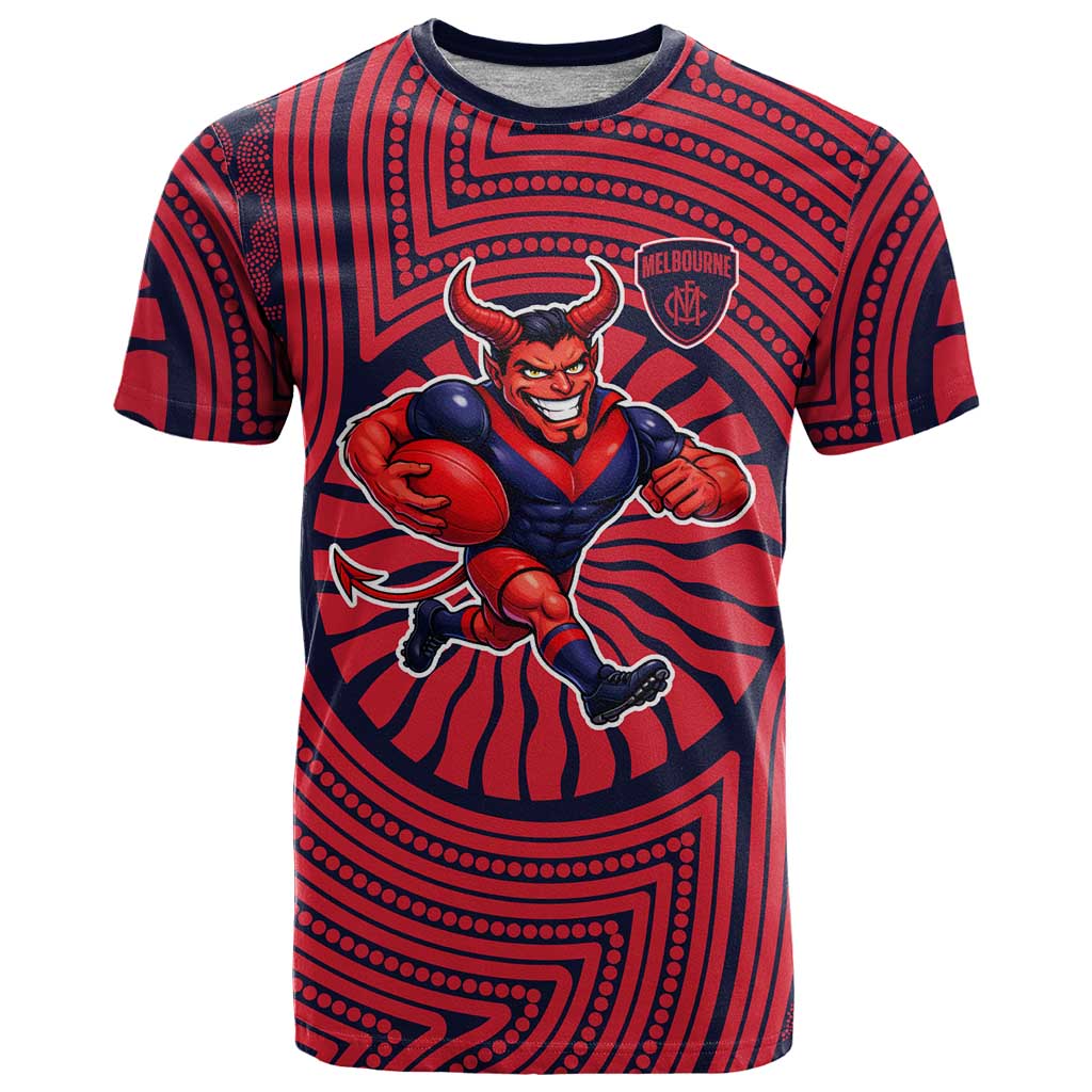 Melbourne Football Club T Shirt Indigenous Monochrome Dot Art Mascot Style