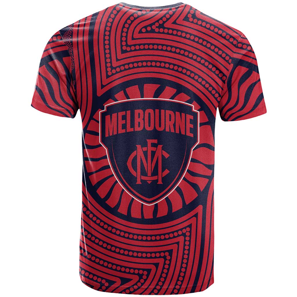Melbourne Football Club T Shirt Indigenous Monochrome Dot Art Mascot Style