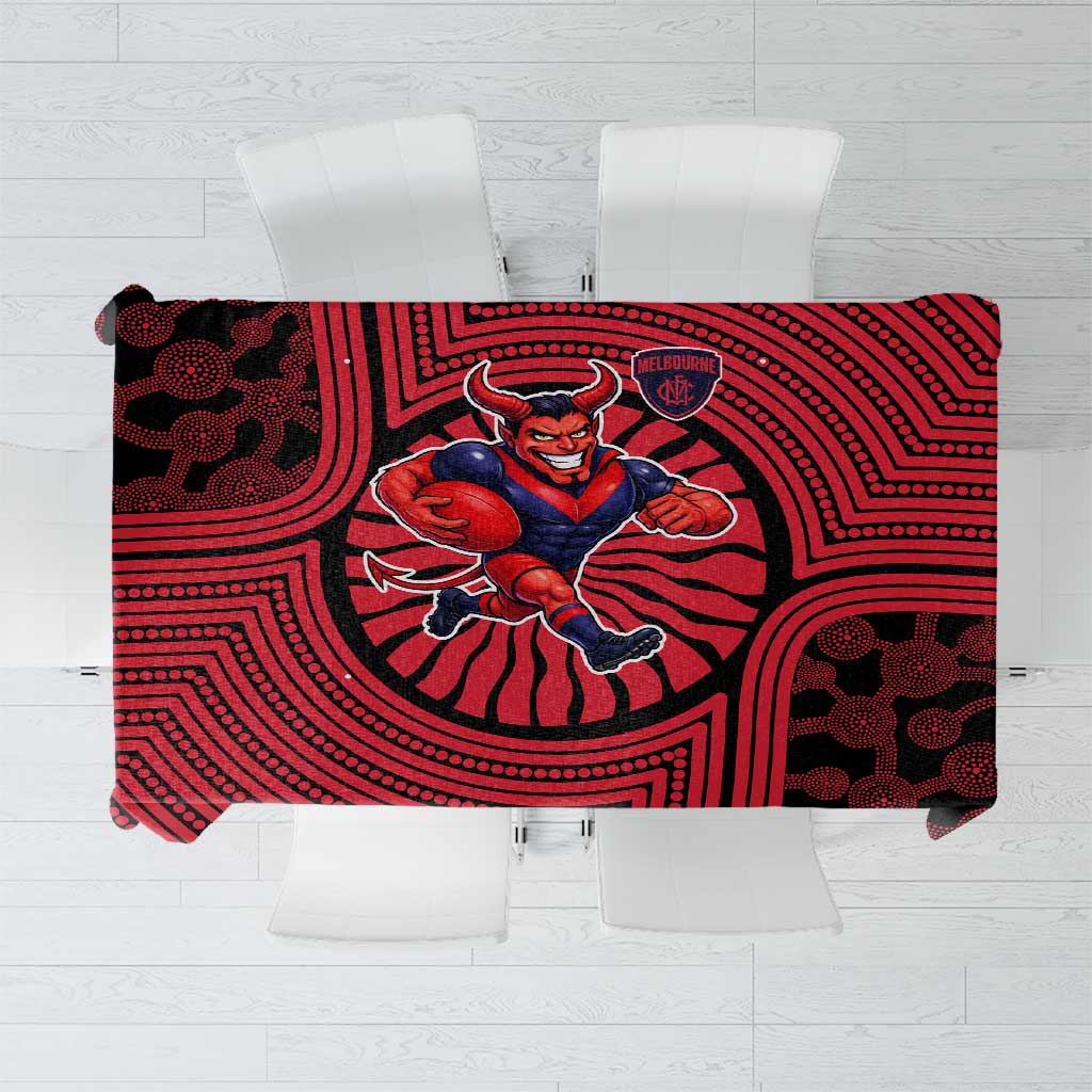 Melbourne Football Club Tablecloth Indigenous Monochrome Dot Art Mascot Style