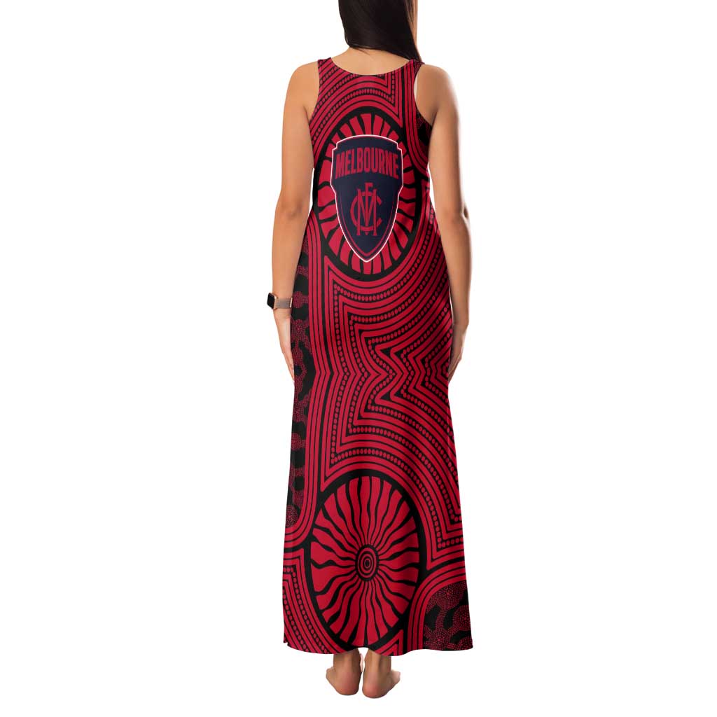 Melbourne Football Club Tank Maxi Dress Indigenous Monochrome Dot Art Mascot Style