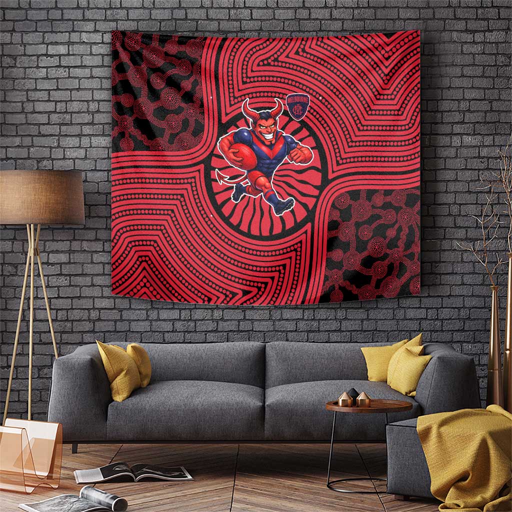 Melbourne Football Club Tapestry Indigenous Monochrome Dot Art Mascot Style
