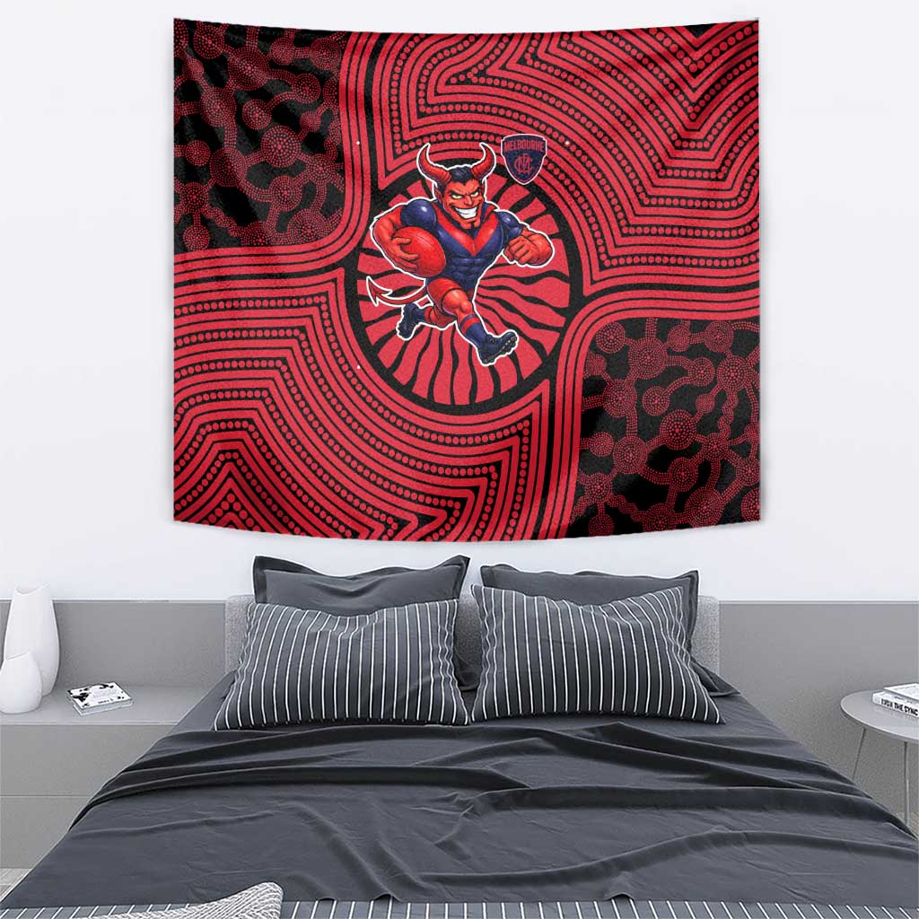 Melbourne Football Club Tapestry Indigenous Monochrome Dot Art Mascot Style