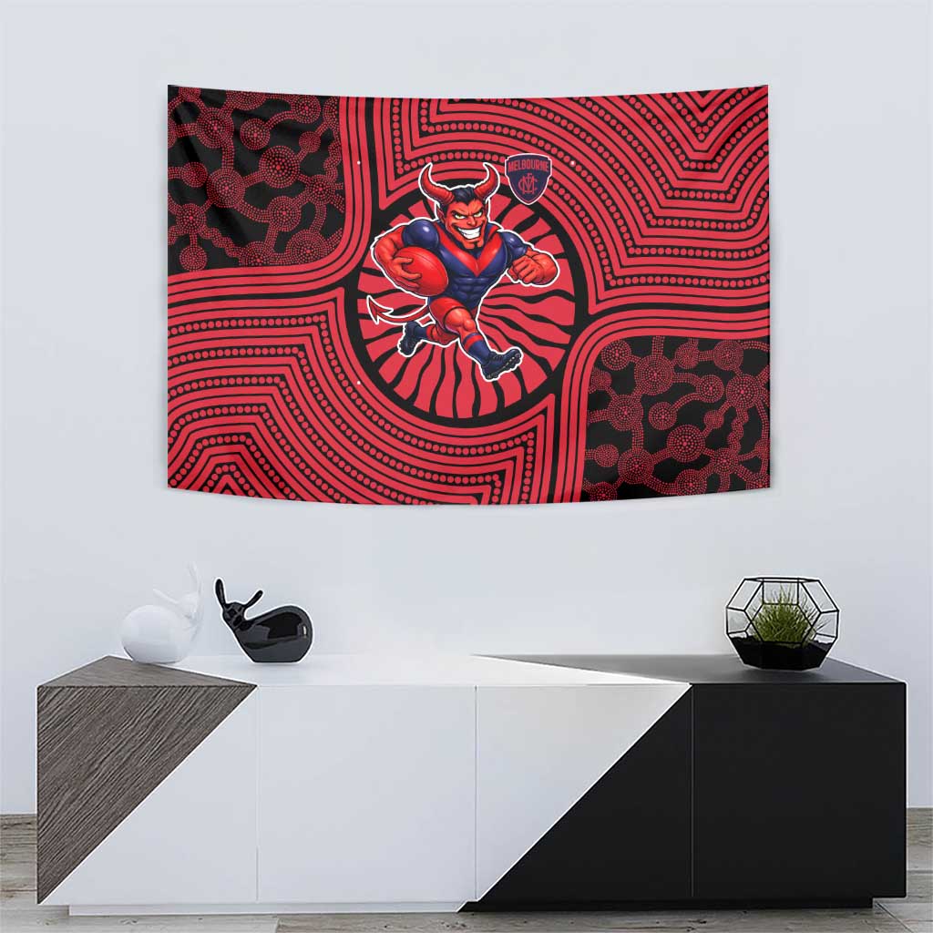 Melbourne Football Club Tapestry Indigenous Monochrome Dot Art Mascot Style