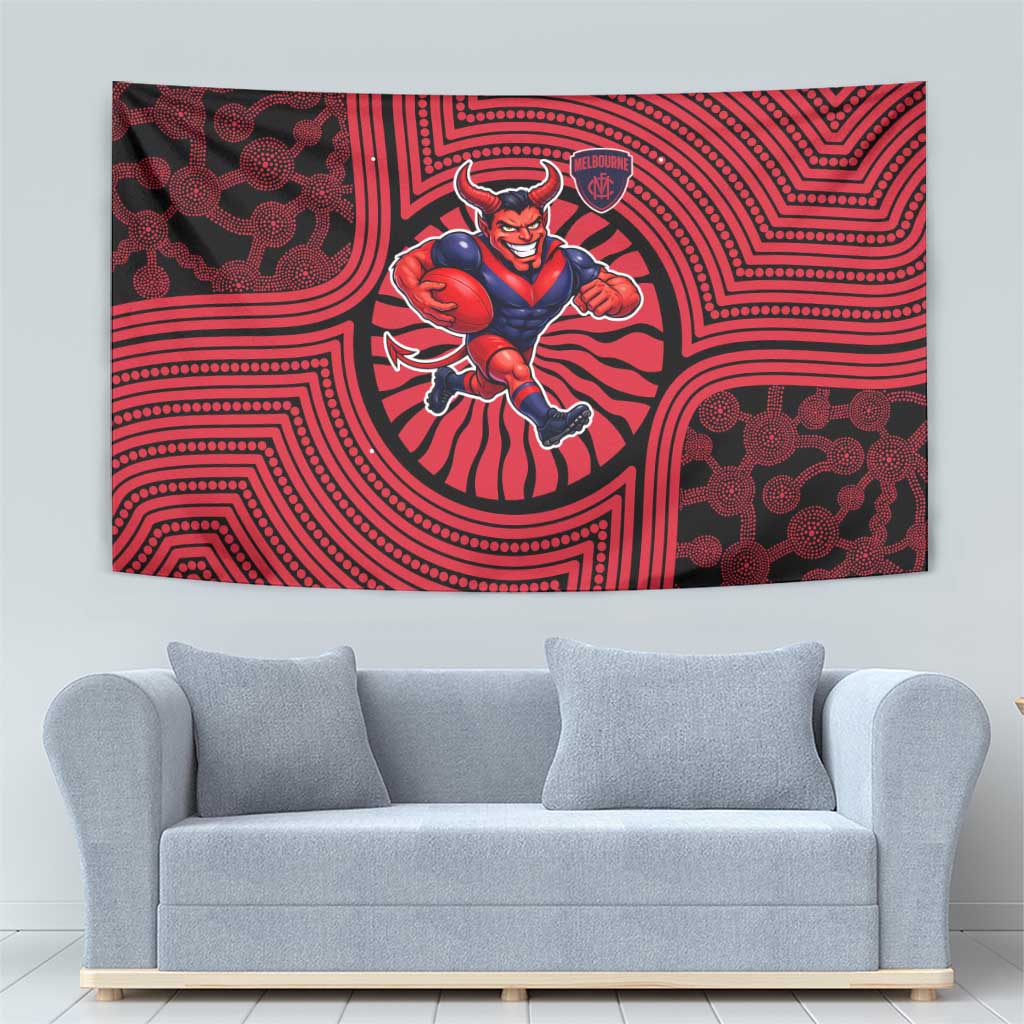 Melbourne Football Club Tapestry Indigenous Monochrome Dot Art Mascot Style