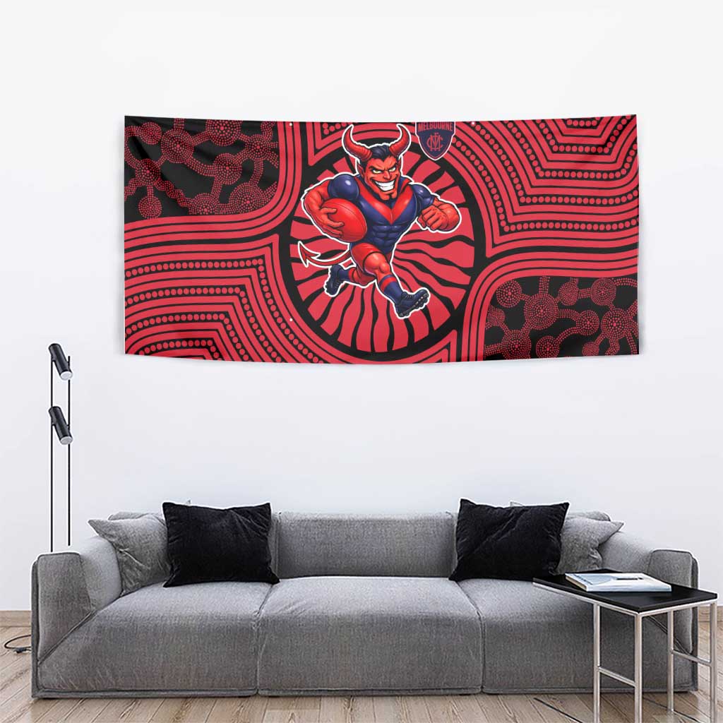Melbourne Football Club Tapestry Indigenous Monochrome Dot Art Mascot Style