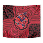 Melbourne Football Club Tapestry Indigenous Monochrome Dot Art Mascot Style