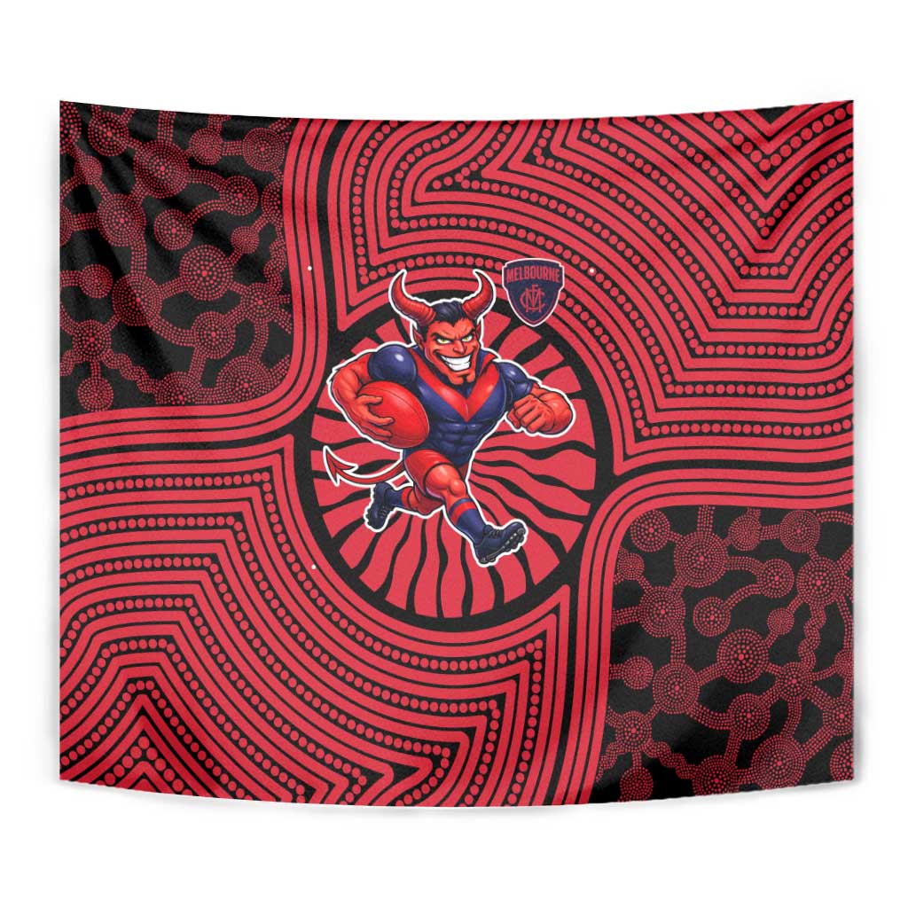 Melbourne Football Club Tapestry Indigenous Monochrome Dot Art Mascot Style