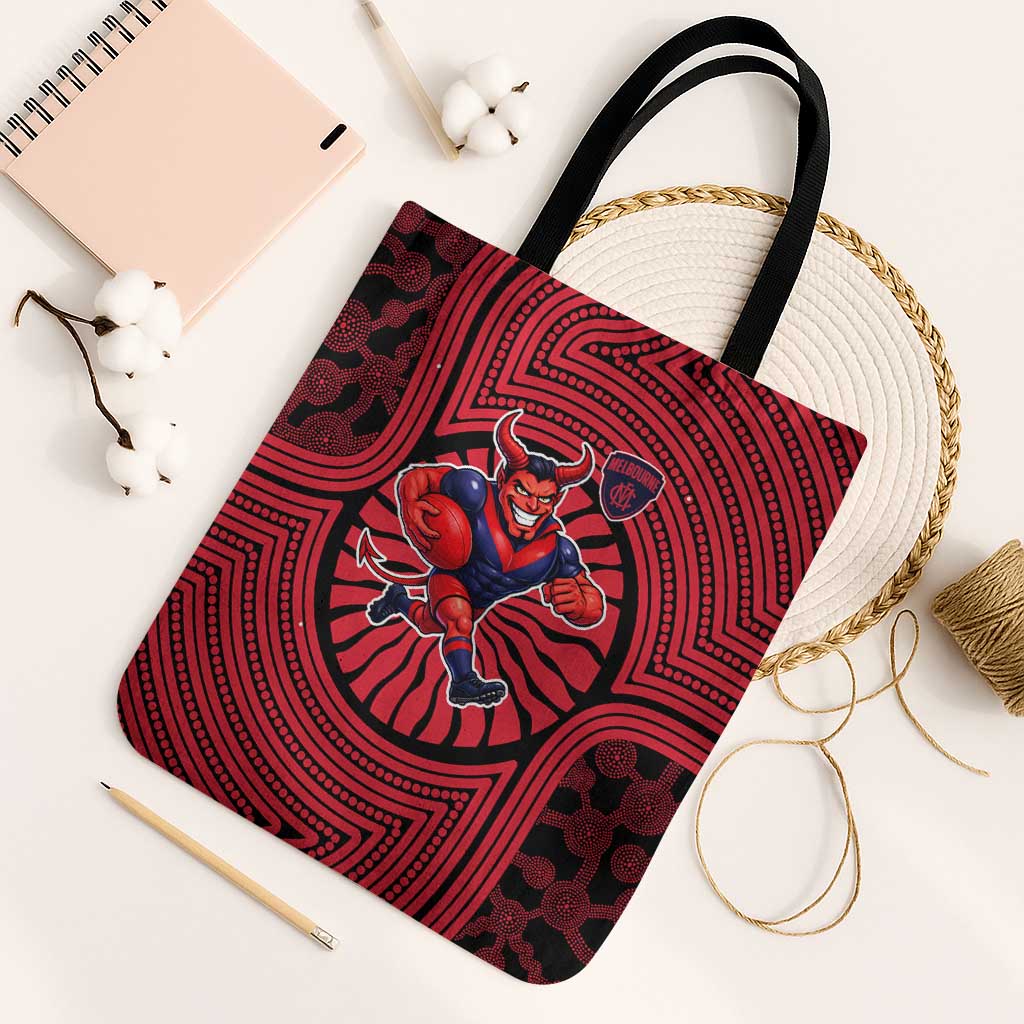 Melbourne Football Club Tote Bag Indigenous Monochrome Dot Art Mascot Style