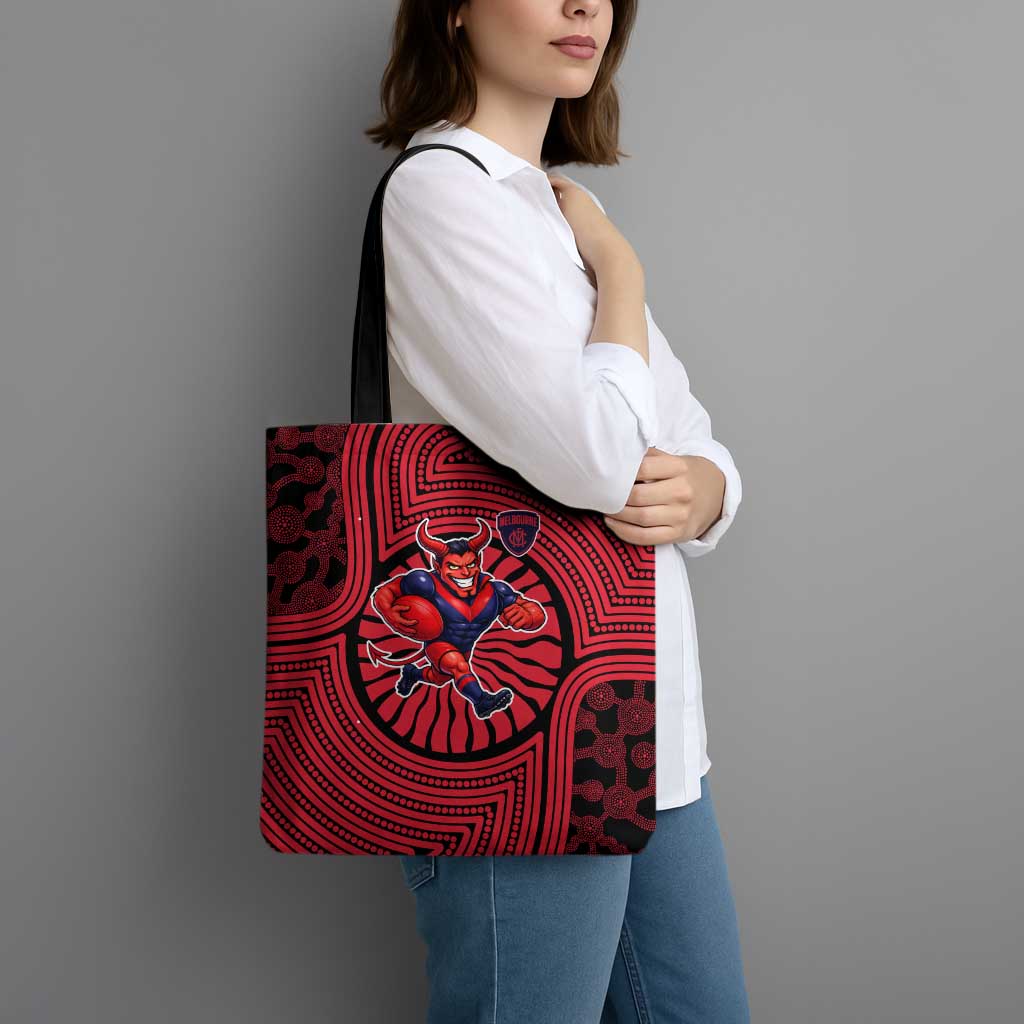 Melbourne Football Club Tote Bag Indigenous Monochrome Dot Art Mascot Style