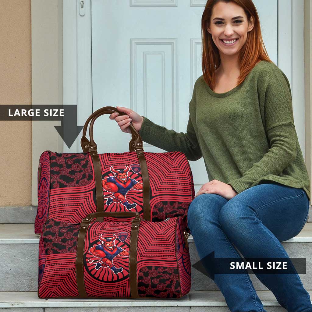 Melbourne Football Club Travel Bag Indigenous Monochrome Dot Art Mascot Style