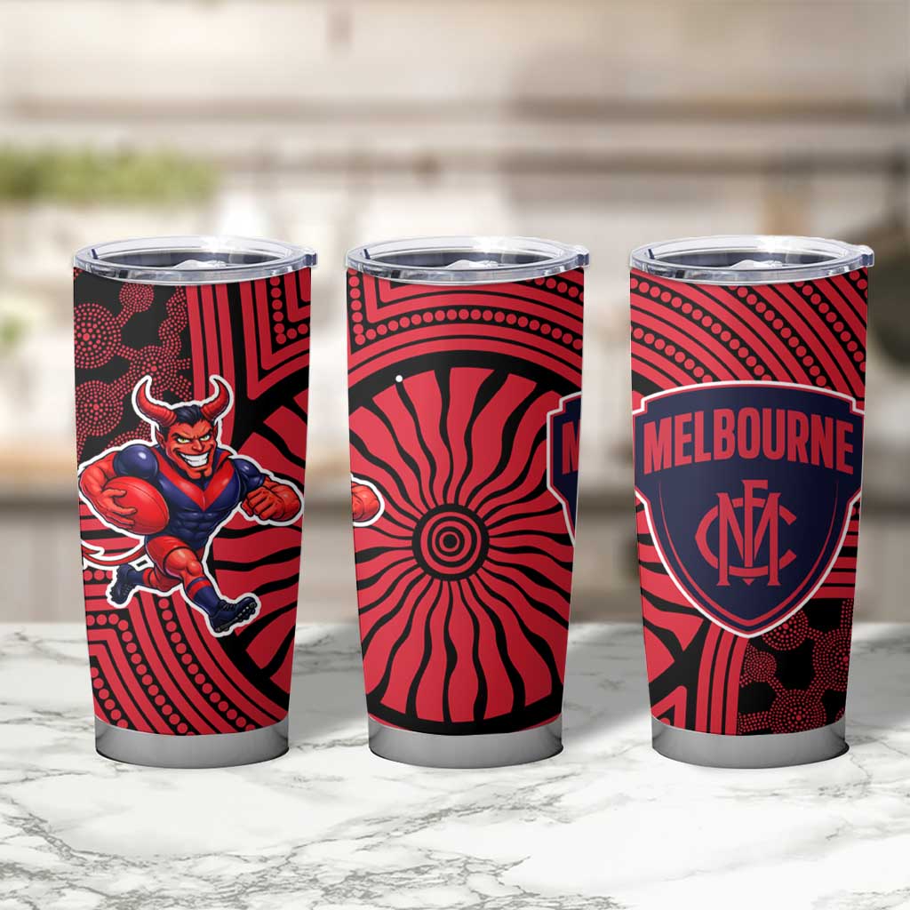 Melbourne Football Club Tumbler Cup Indigenous Monochrome Dot Art Mascot Style