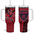 Melbourne Football Club Tumbler With Handle Indigenous Monochrome Dot Art Mascot Style