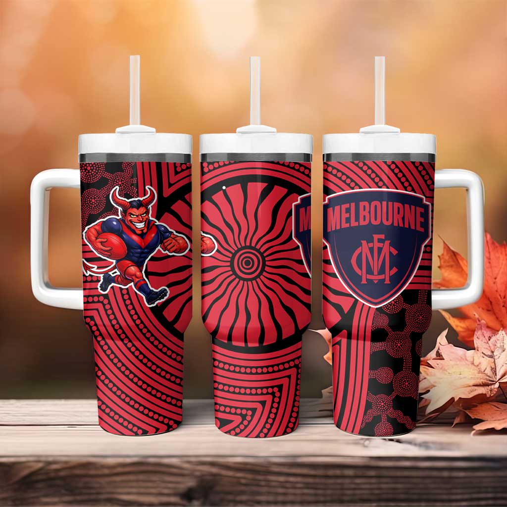 Melbourne Football Club Tumbler With Handle Indigenous Monochrome Dot Art Mascot Style
