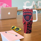 Melbourne Football Club Tumbler With Handle Indigenous Monochrome Dot Art Mascot Style