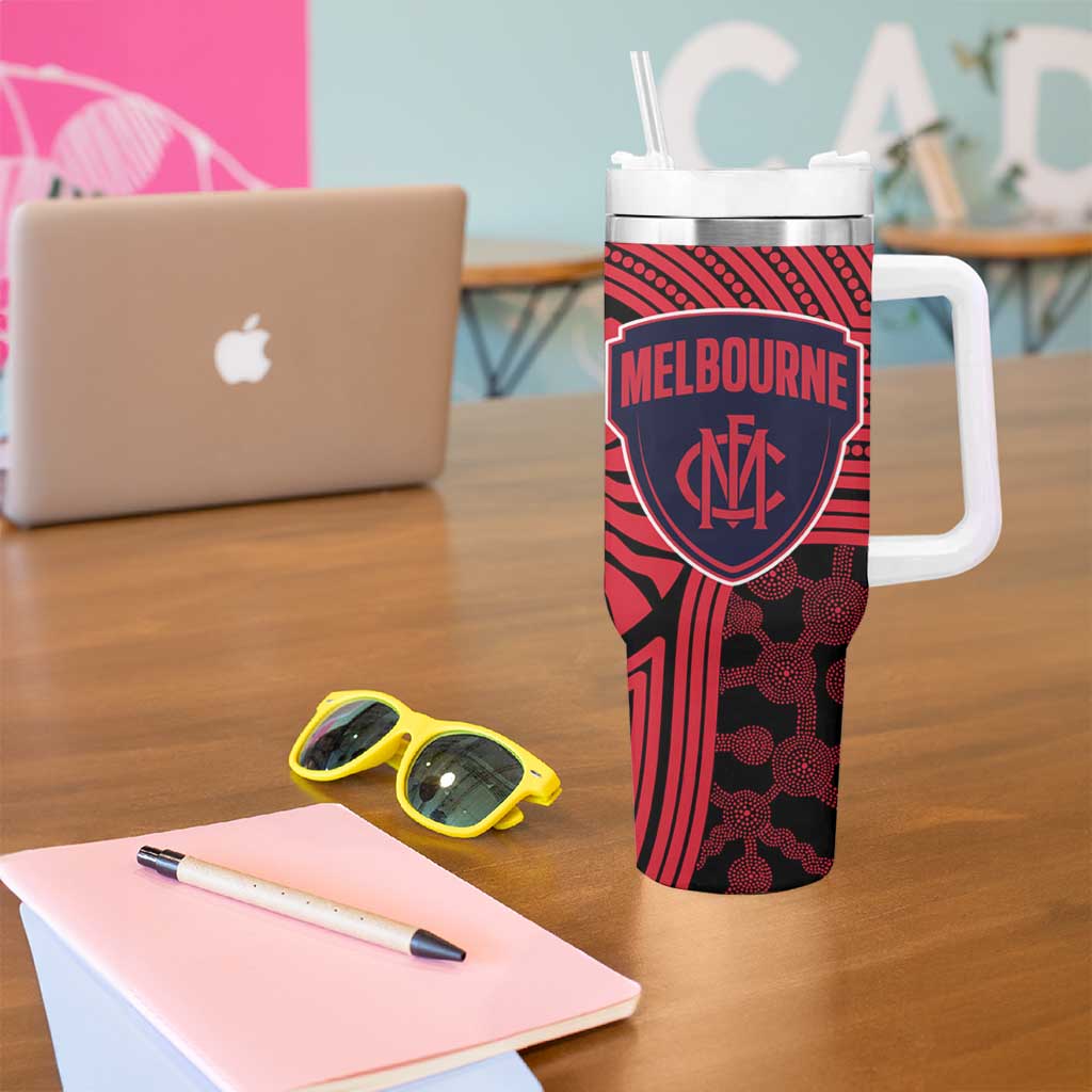 Melbourne Football Club Tumbler With Handle Indigenous Monochrome Dot Art Mascot Style