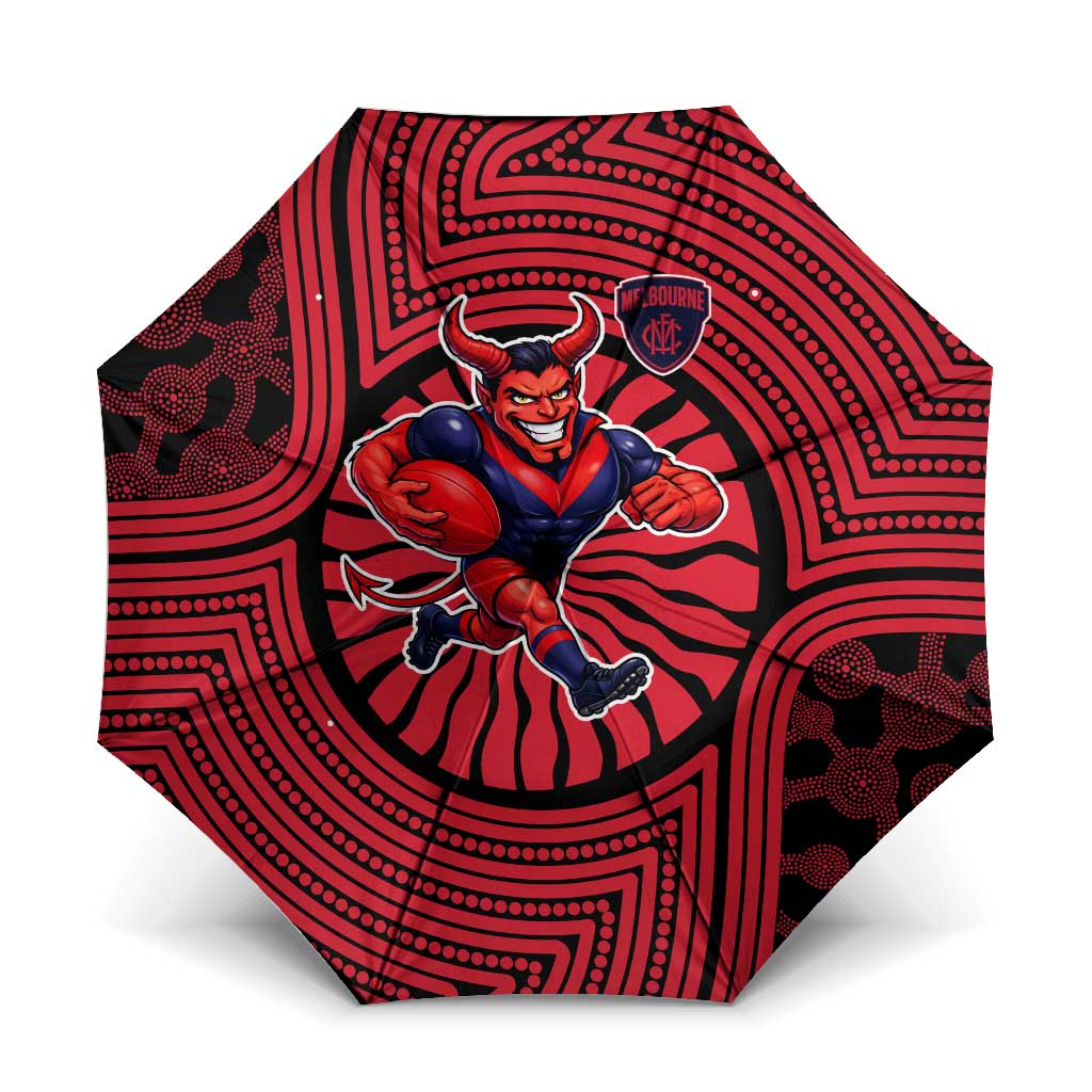 Melbourne Football Club Umbrella Indigenous Monochrome Dot Art Mascot Style